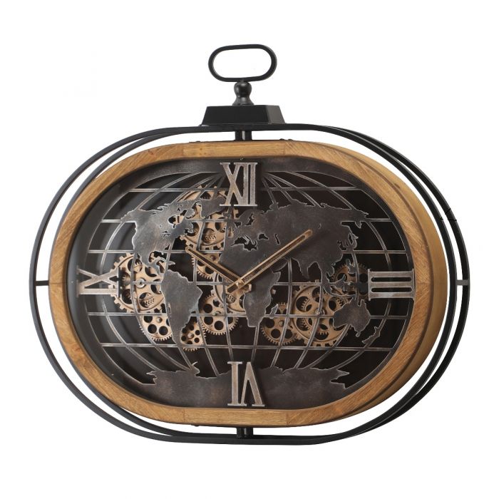 Oval Atlas Columbus Gear Movement Wall Clock - 72cms