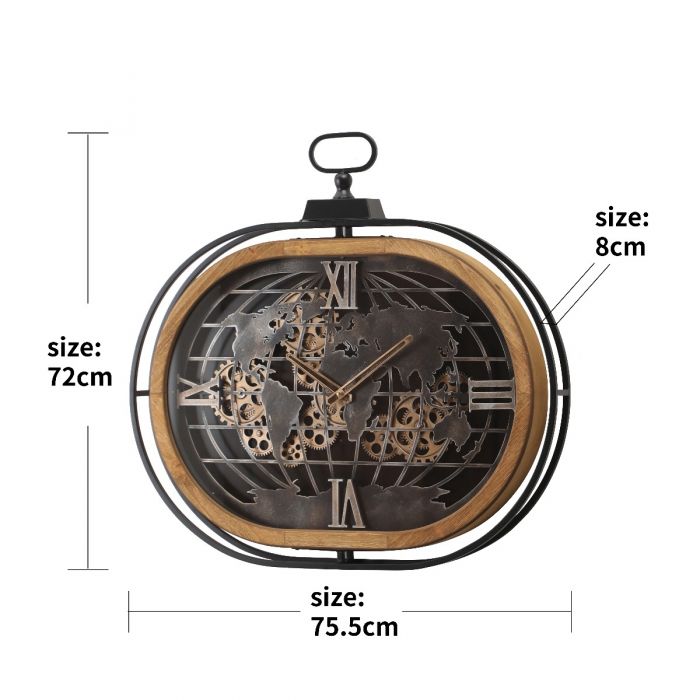 Oval Atlas Columbus Gear Movement Wall Clock - 72cms