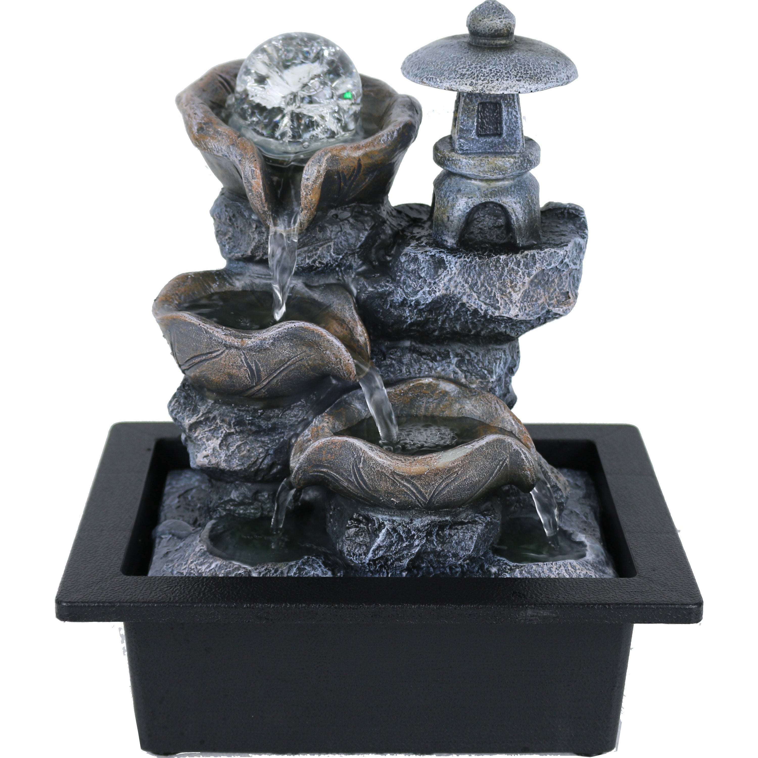 Pagoda Polyresin Fountain Tabletop Decor
