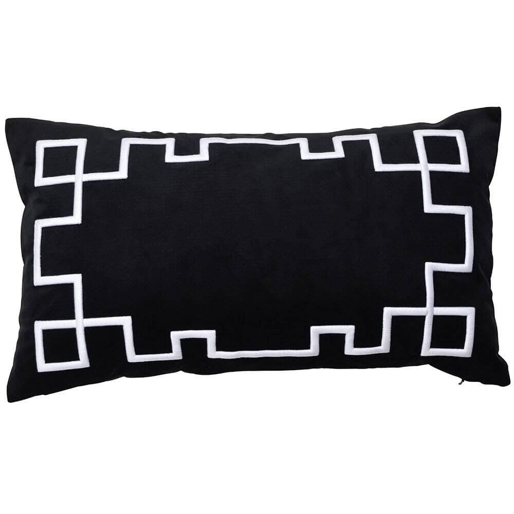 Palm Springs Velvet 35x60cm Rectangle Cushion Cover - Black