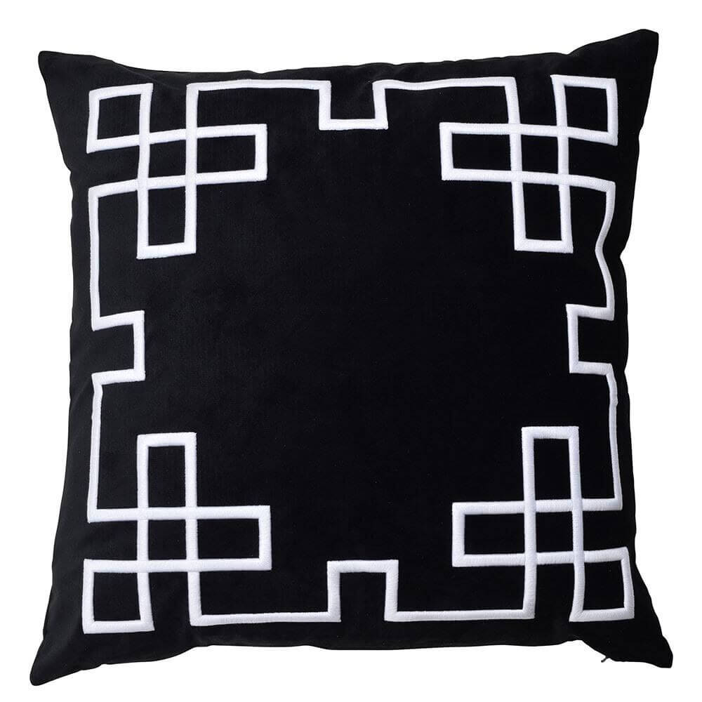 Palm Springs Velvet 55x55cm Square Cushion Cover - Black