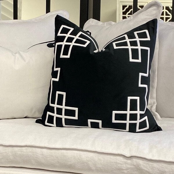 Palm Springs Velvet 55x55cm Square Cushion Cover - Black