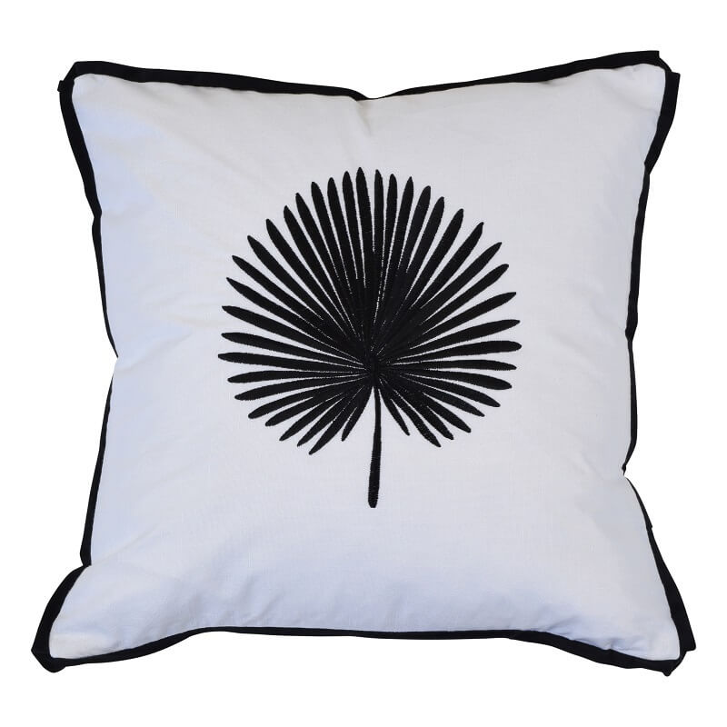 Palma Velvet 45x45cm Cushion Cover - Black Palm Leaf