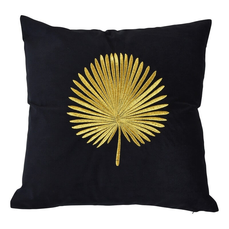 Palma Velvet 45x45cm Cushion Cover - Gold Palm Leaf