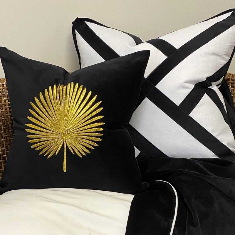 Palma Velvet 45x45cm Cushion Cover - Gold Palm Leaf