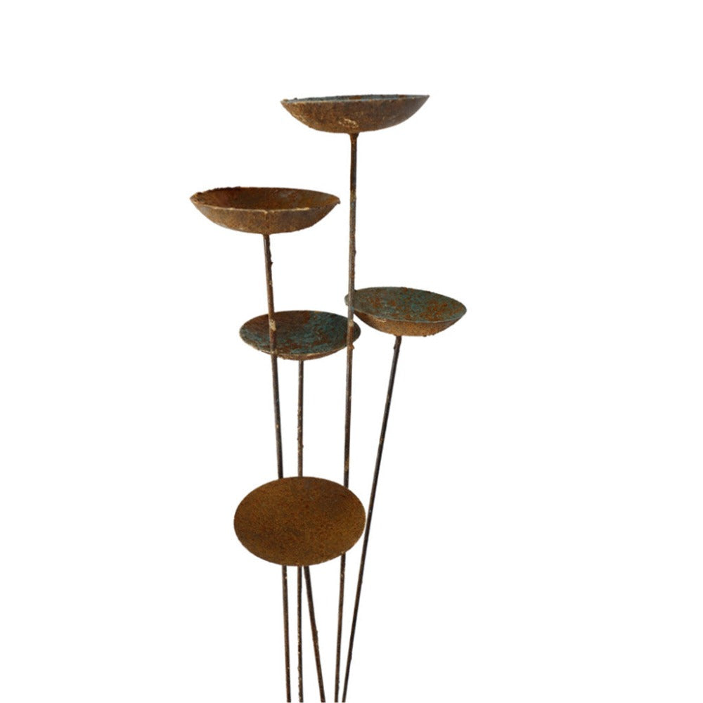 Patina Flower Stake Metal Garden Decor