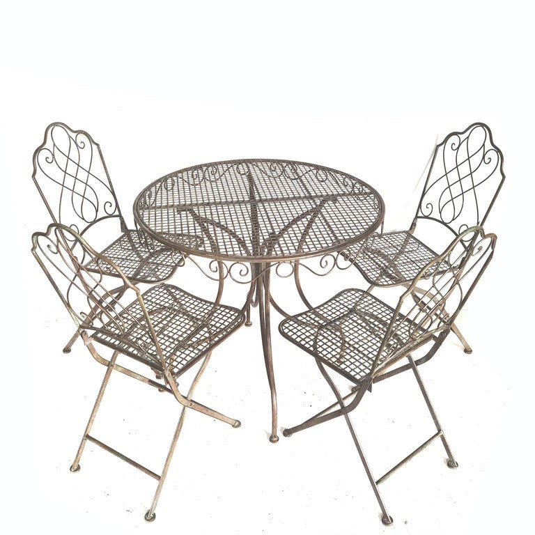 Patio Bistro Metal Table Setting in Antique Bronze - Set of 5