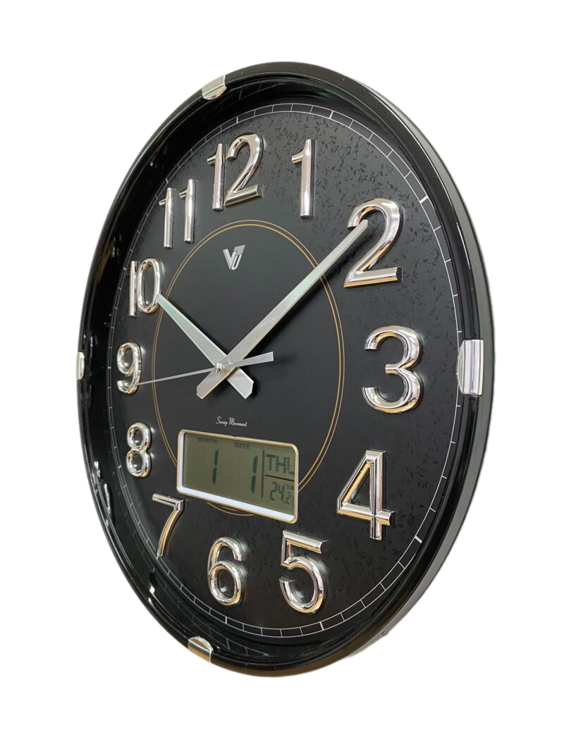 Patterned Dial Black Wall Clock 40cms
