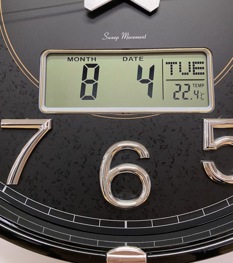 Patterned Dial Black Wall Clock 40cms