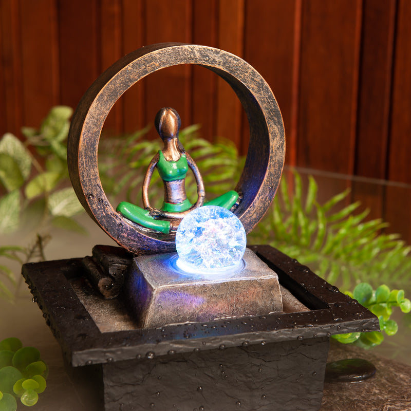 Peace and Balance Yoga Circle Water Fountain