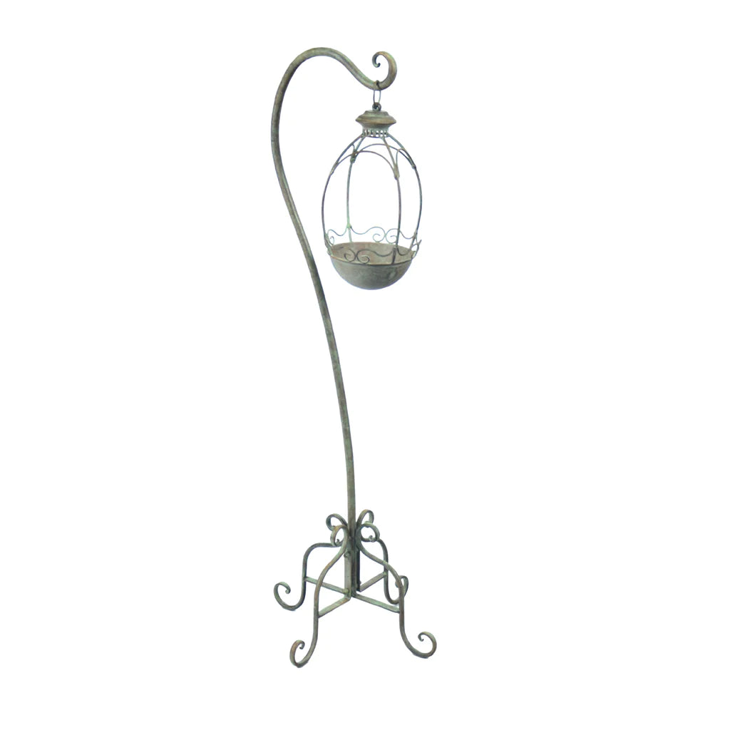 Peaceful Hanging Planter on Stand - Antique Green