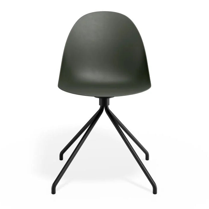 Pebble Pyramid Black Fixed Base Chair - Olive Green