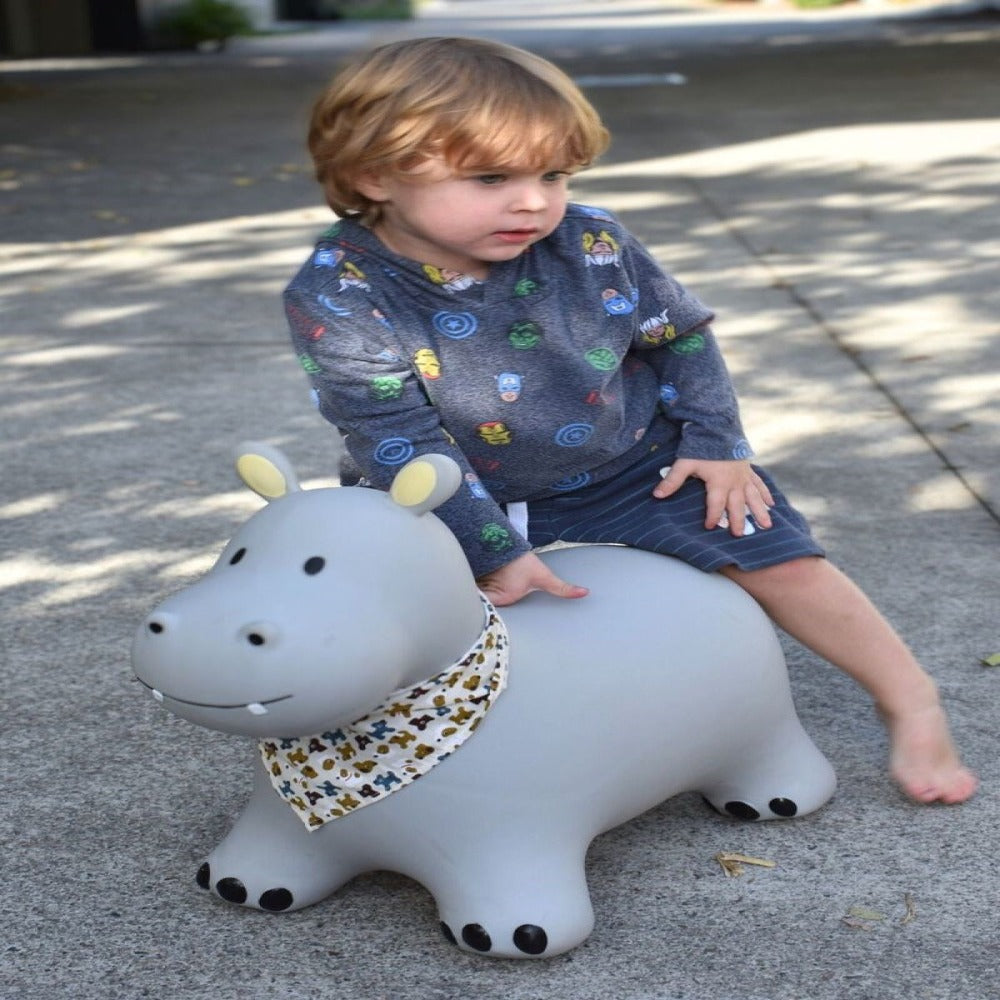 Inflatable Outdoor Bouncy Rider - Pebbles The Hippo