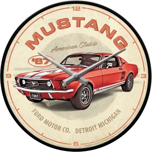 Perfect Ford Mustang Nostalgic-Art Wall Clock 30cms -Red