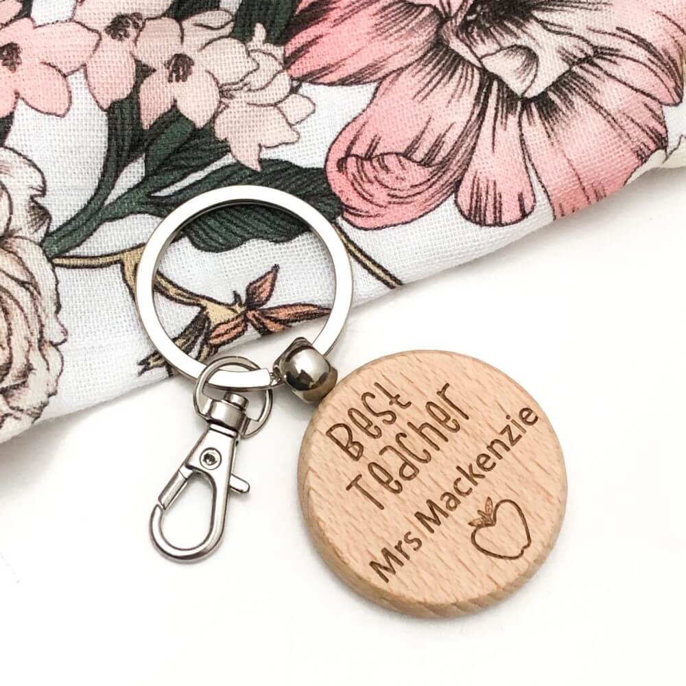 Personalised BEST TEACHER Timber Keychain
