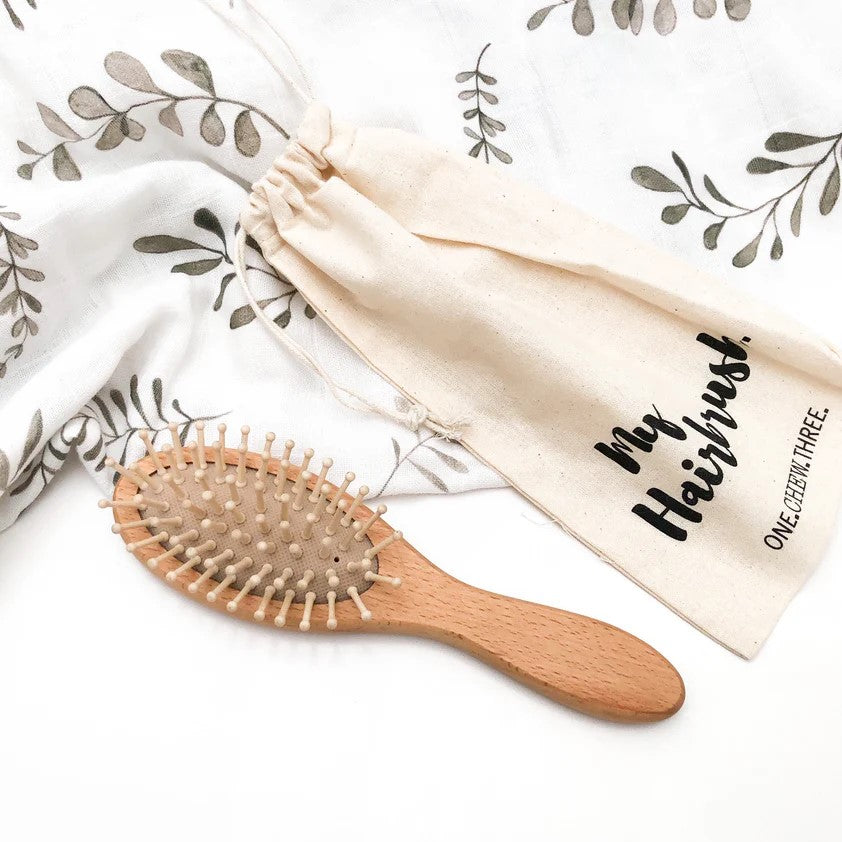 Personalised Baby Hair Brush - Timber Bristle (Name & Birthdate)