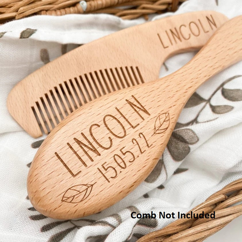 Personalised Baby Hair Brush - Timber Bristle (Name & Birthdate)