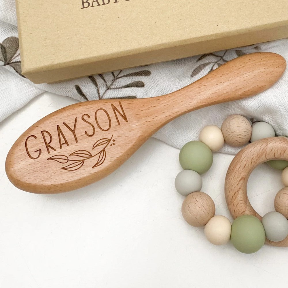 Personalised Baby Hair Brush - Timber Bristle (Name Only)