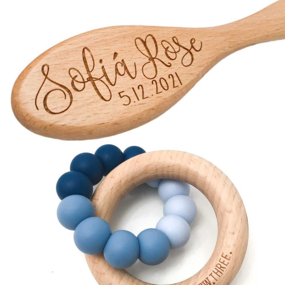 Personalised Brush and Teether Gift Box Set