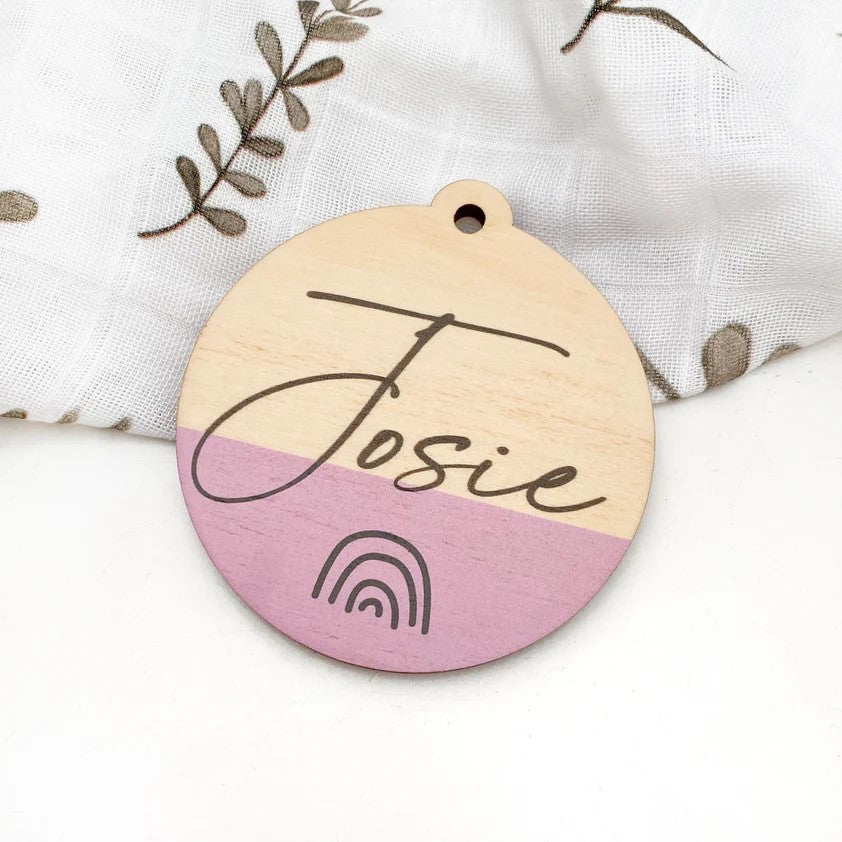 Personalised Dipped Timber Bag Tags (Choose from 9 Colours)