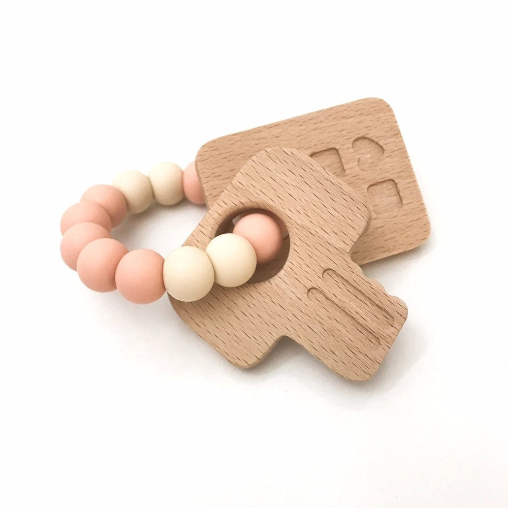 Personalised KEYS TO MY HEART Silicone and Wood Teether