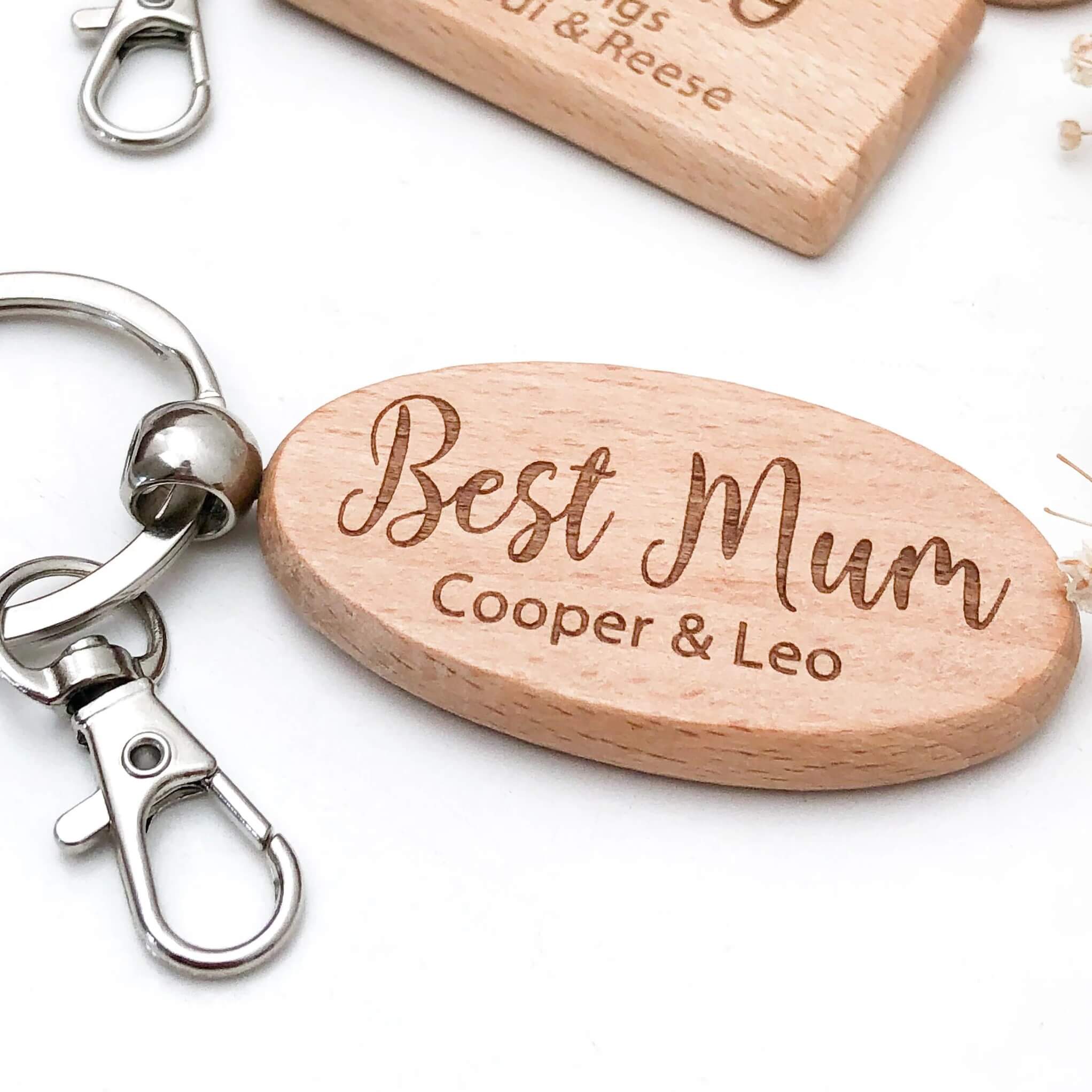 Personalised Keychain FAMILY Timber Keyring (Choose from 2 Designs)