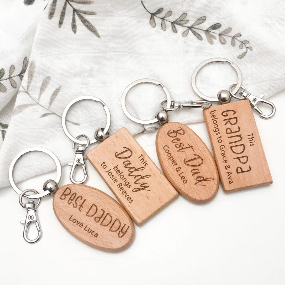 Personalised Keychain FAMILY Timber Keyring (Choose from 2 Designs)