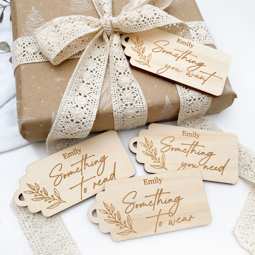 Personalised Simplicity Set of 4 Wooden Gift Tags - Signature Series