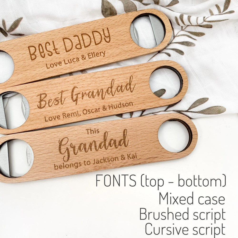Personalised Timber Bottle Opener (Choose from 3 Designs)
