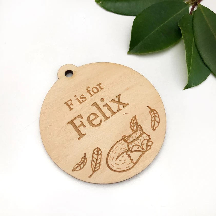 Personalised Timber Name Bag Tags (A-Z design)