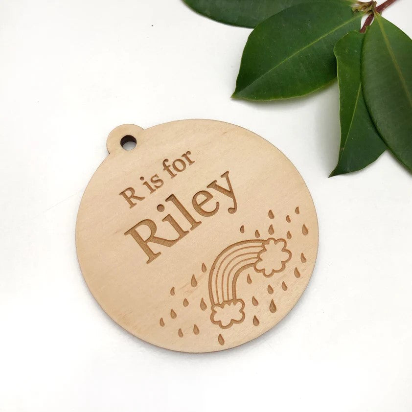Personalised Timber Name Bag Tags (A-Z design)