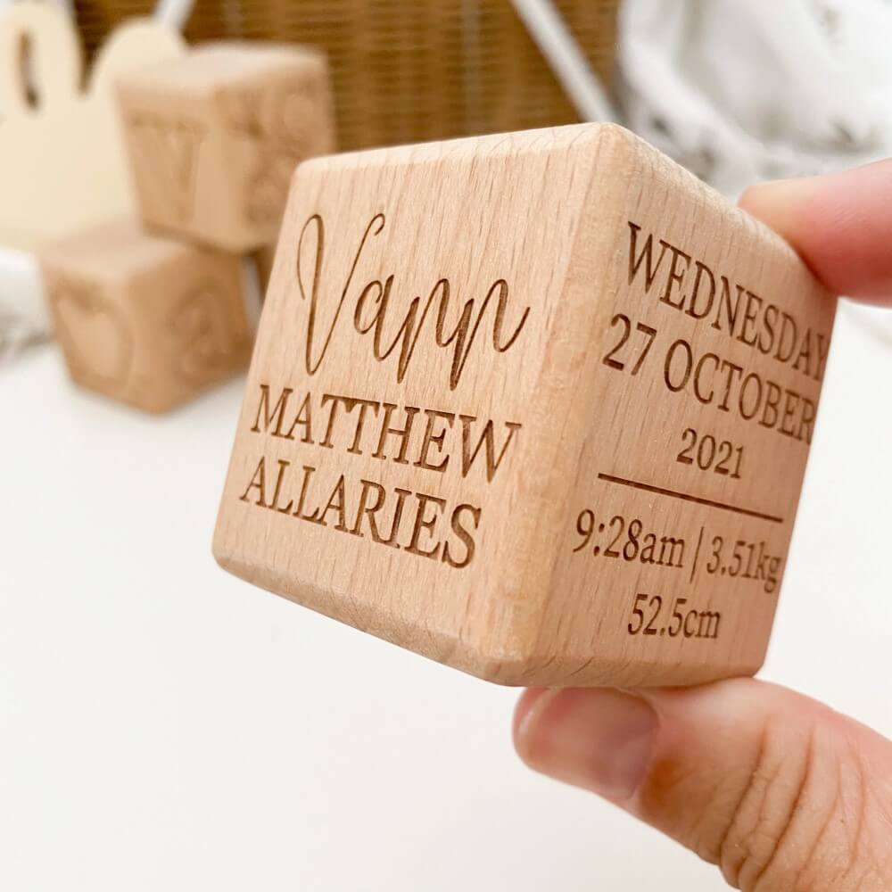 Personalised Wooden Keepsake Block - Welcome to the World