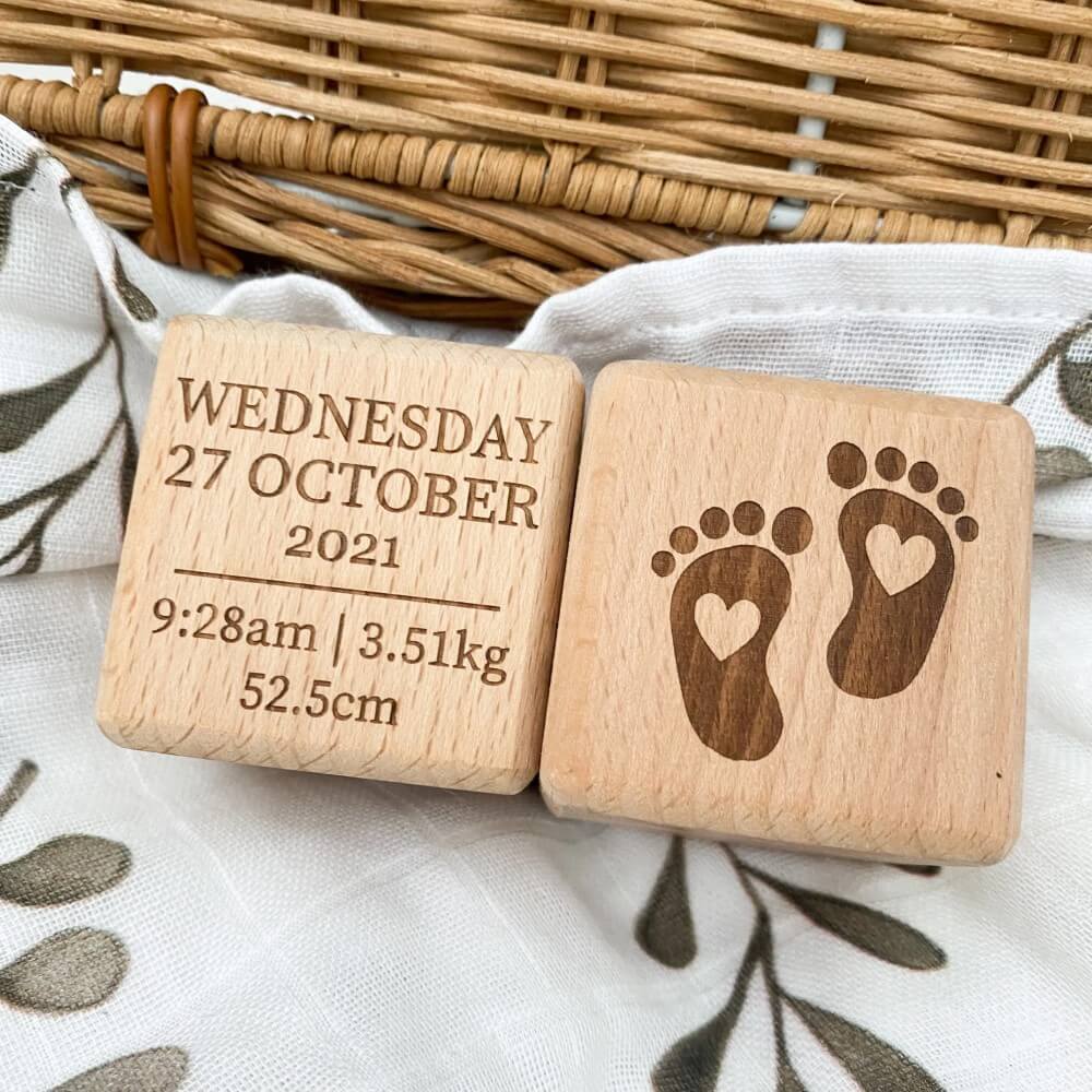 Personalised Wooden Keepsake Block - Welcome to the World