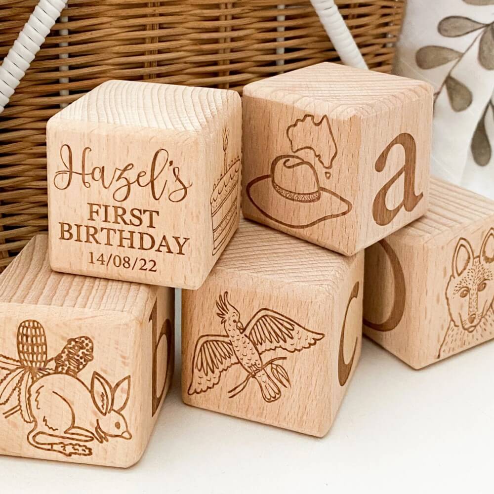 Personalised Wooden Keepsake Block - First Birthday