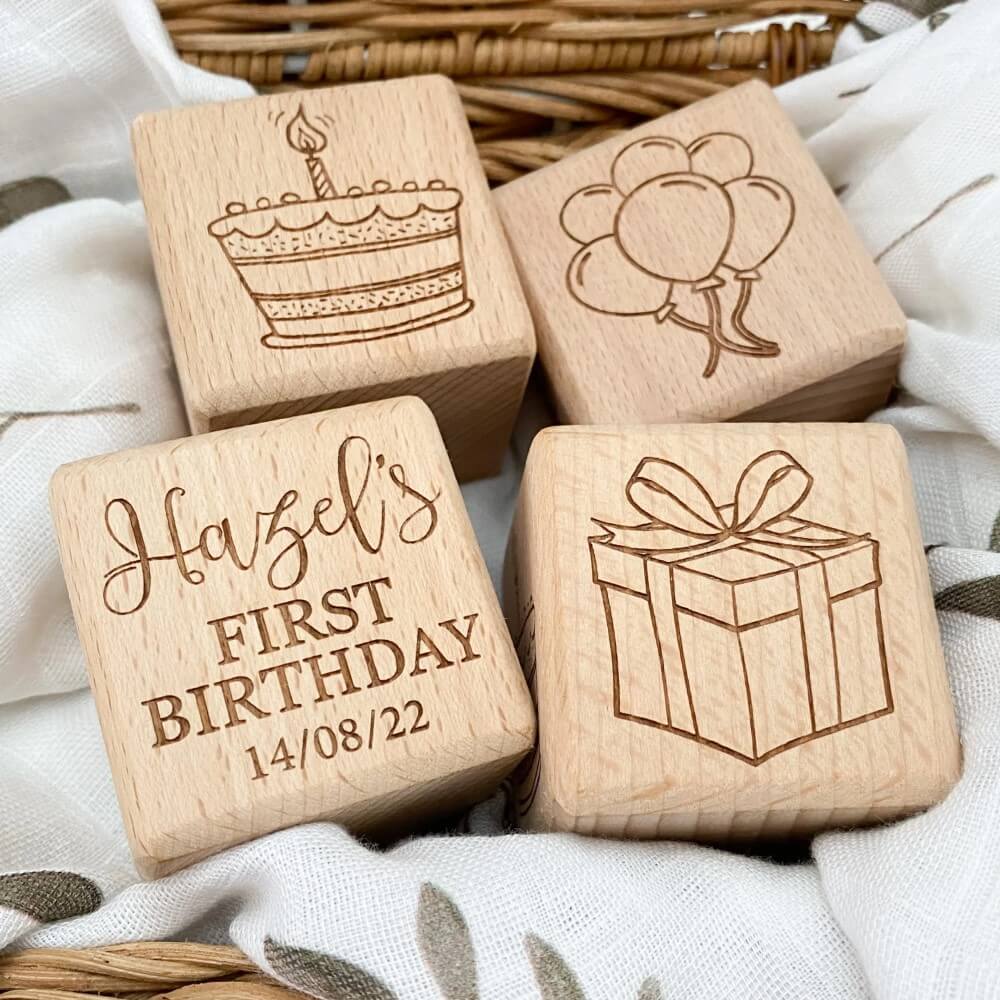 Personalised Wooden Keepsake Block - First Birthday