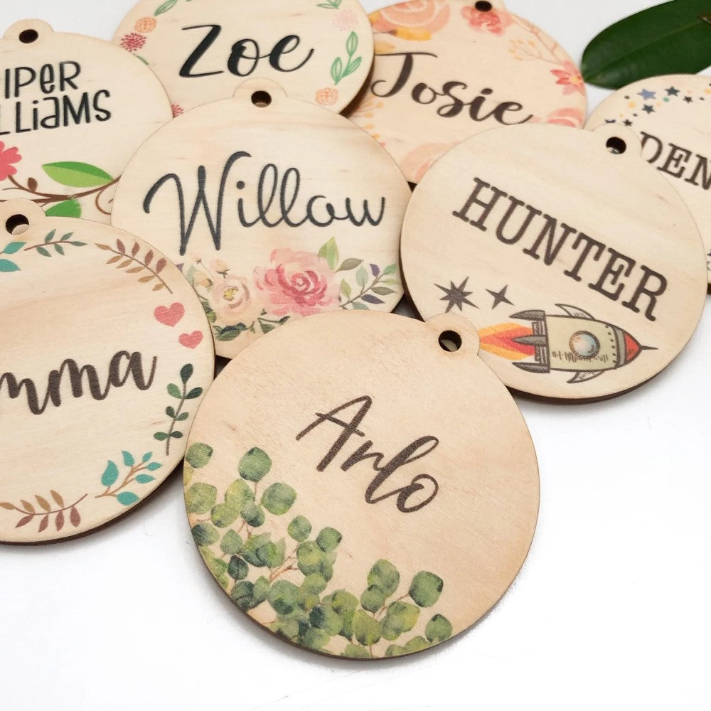 Personalised Timber Bag Tags (Choose from 9 Designs)