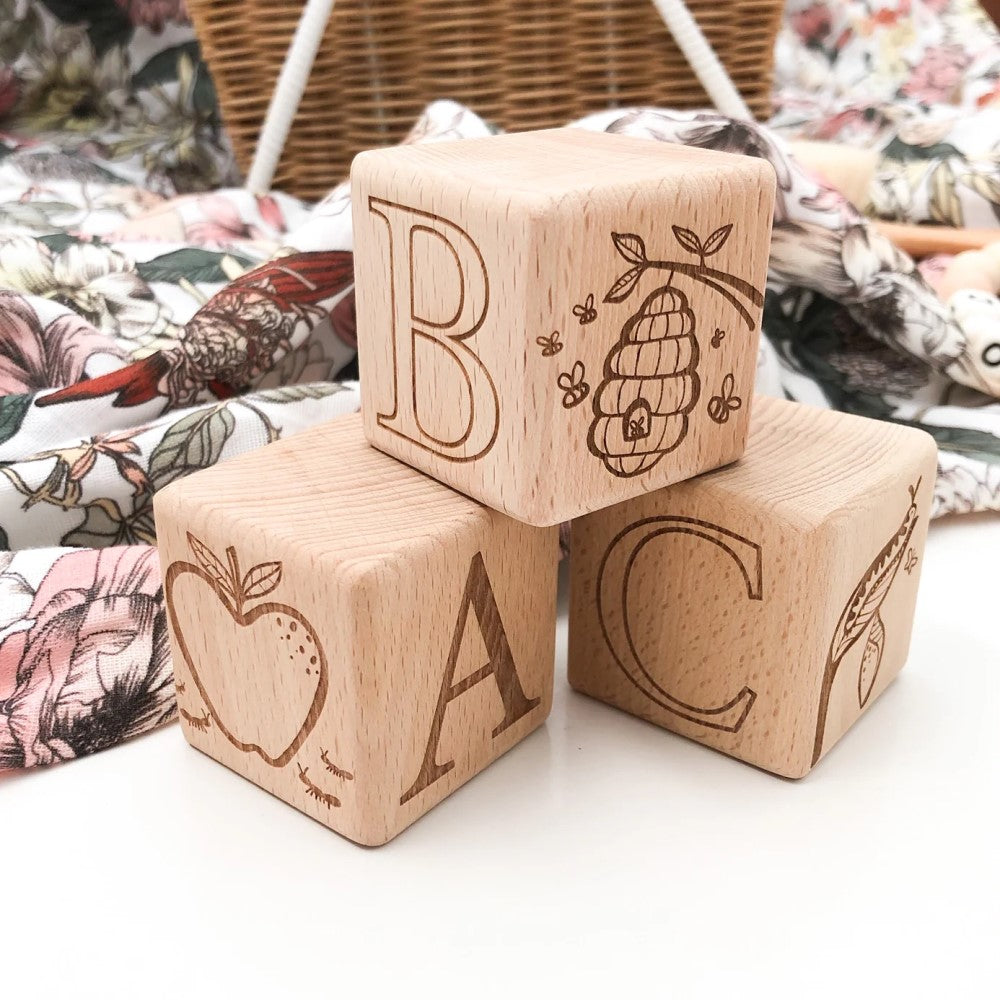 Personalised Wooden Baby Blocks (Choose from 3 to 26 Blocks)