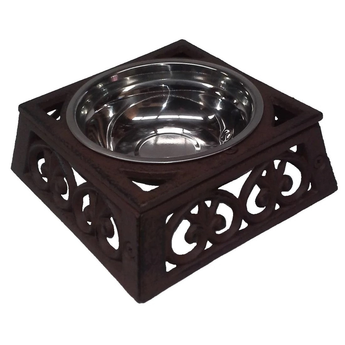 Pet Bowl On Cast Iron Stand SMALL- Antique Rust