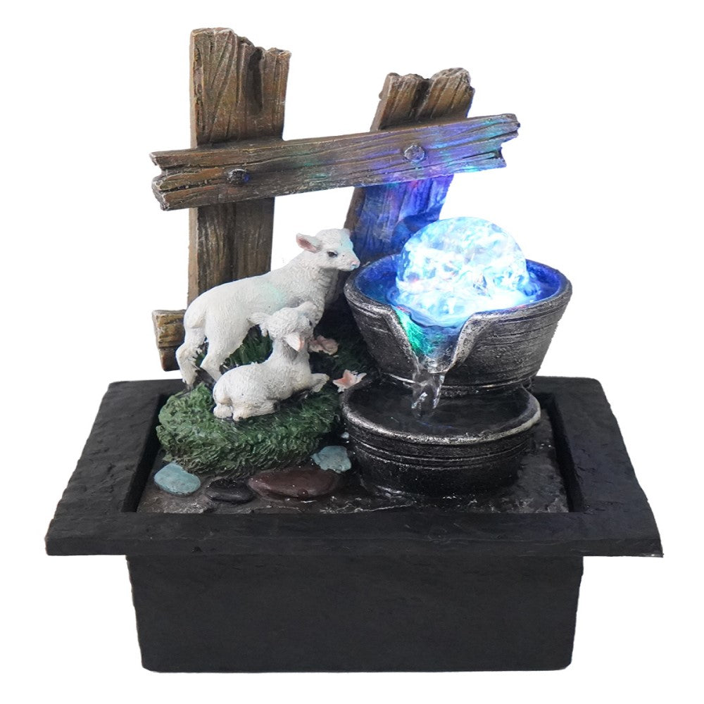 Picket Sheep Polyresin Fountain Tabletop Decor