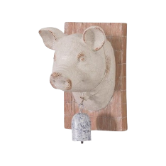 Pig with Jingle Bell Wall Hanging Accent