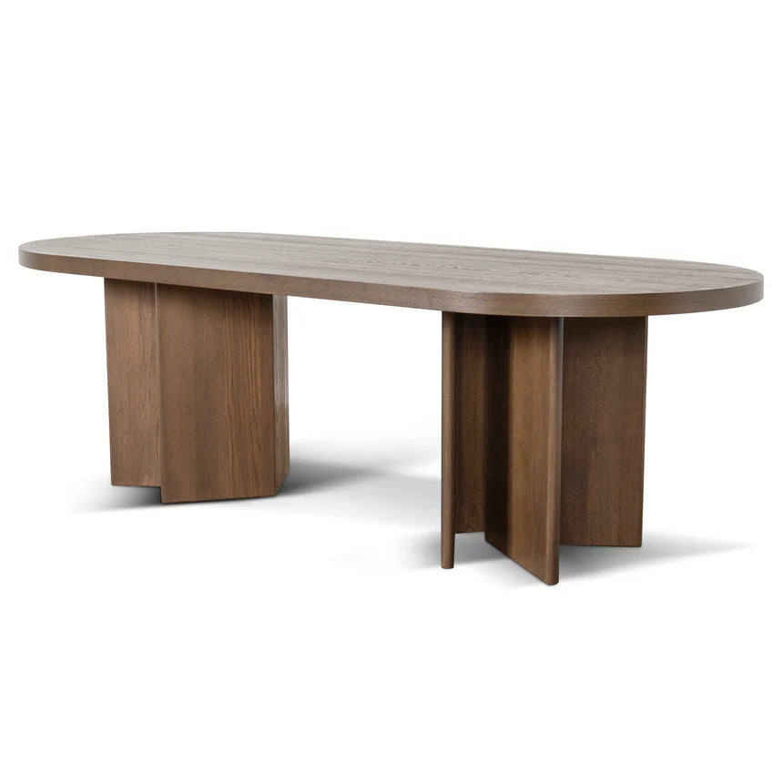Pill Shape Dining Table - Caramel Oak - 240cms