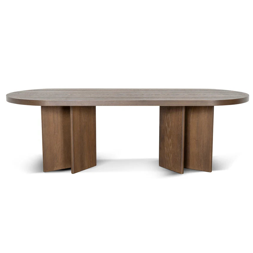 Pill Shape Dining Table - Caramel Oak - 240cms