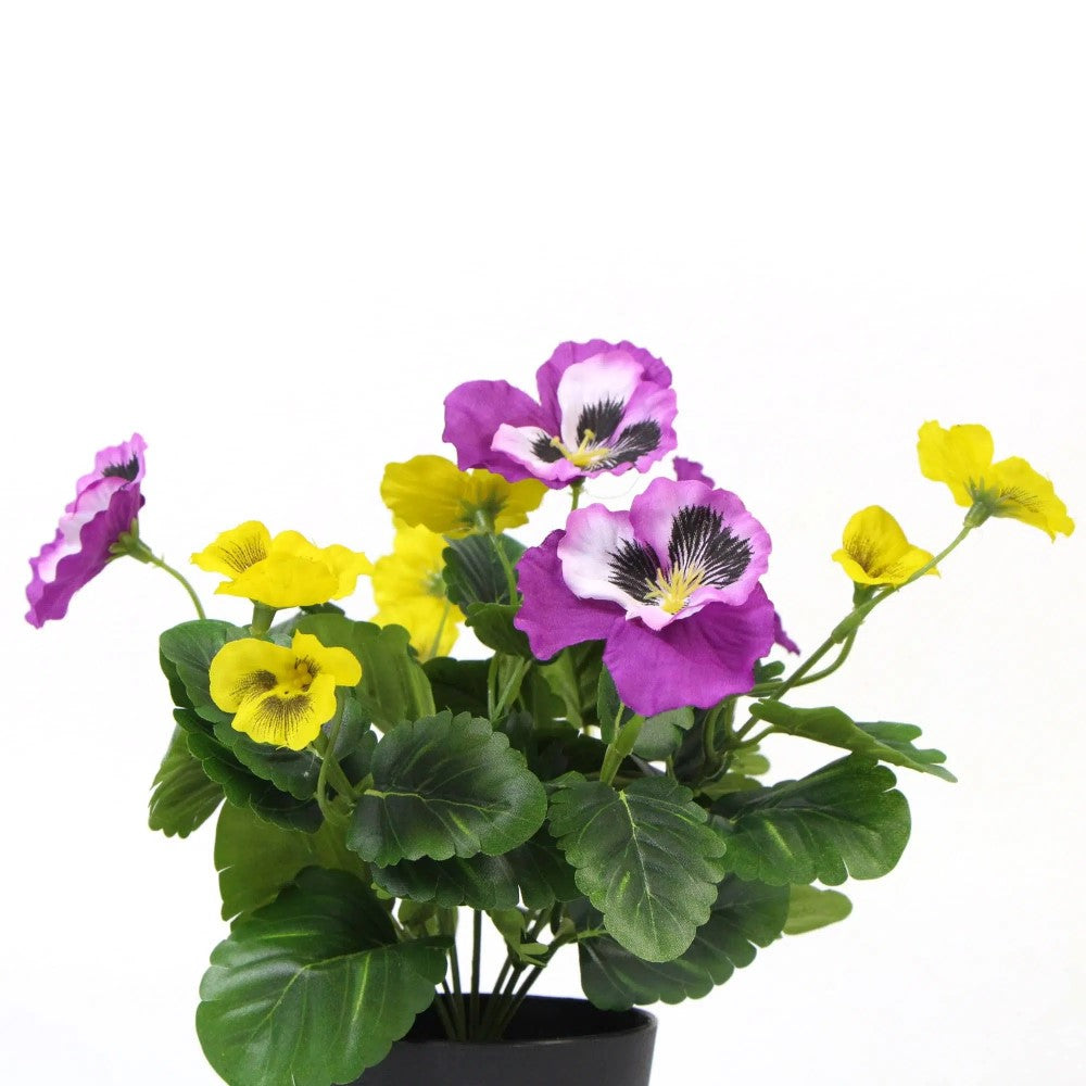 Pink And Yellow Flowering Potted Artificial Plants 25cms