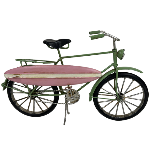 Pink Bicycle With Surfboard - 31cms