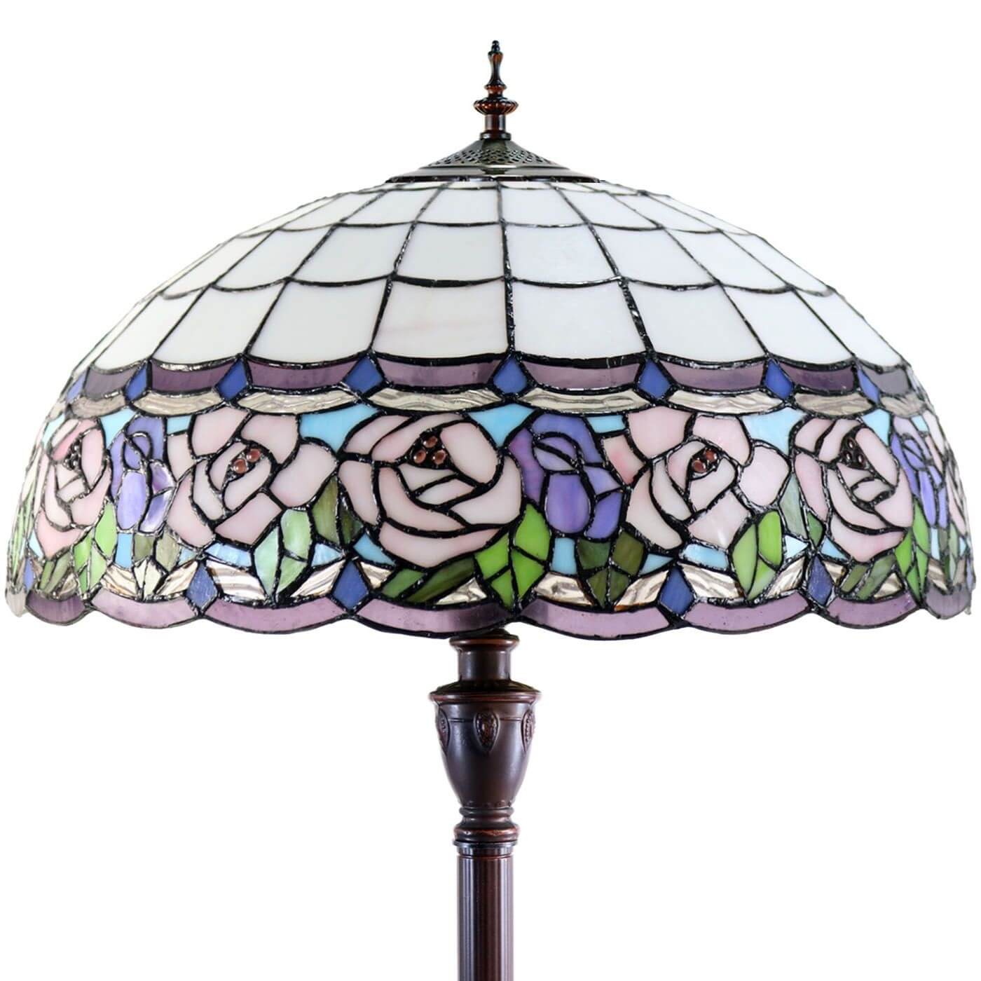 Pink Rose Tiffany Stained Glass Floor Lamp