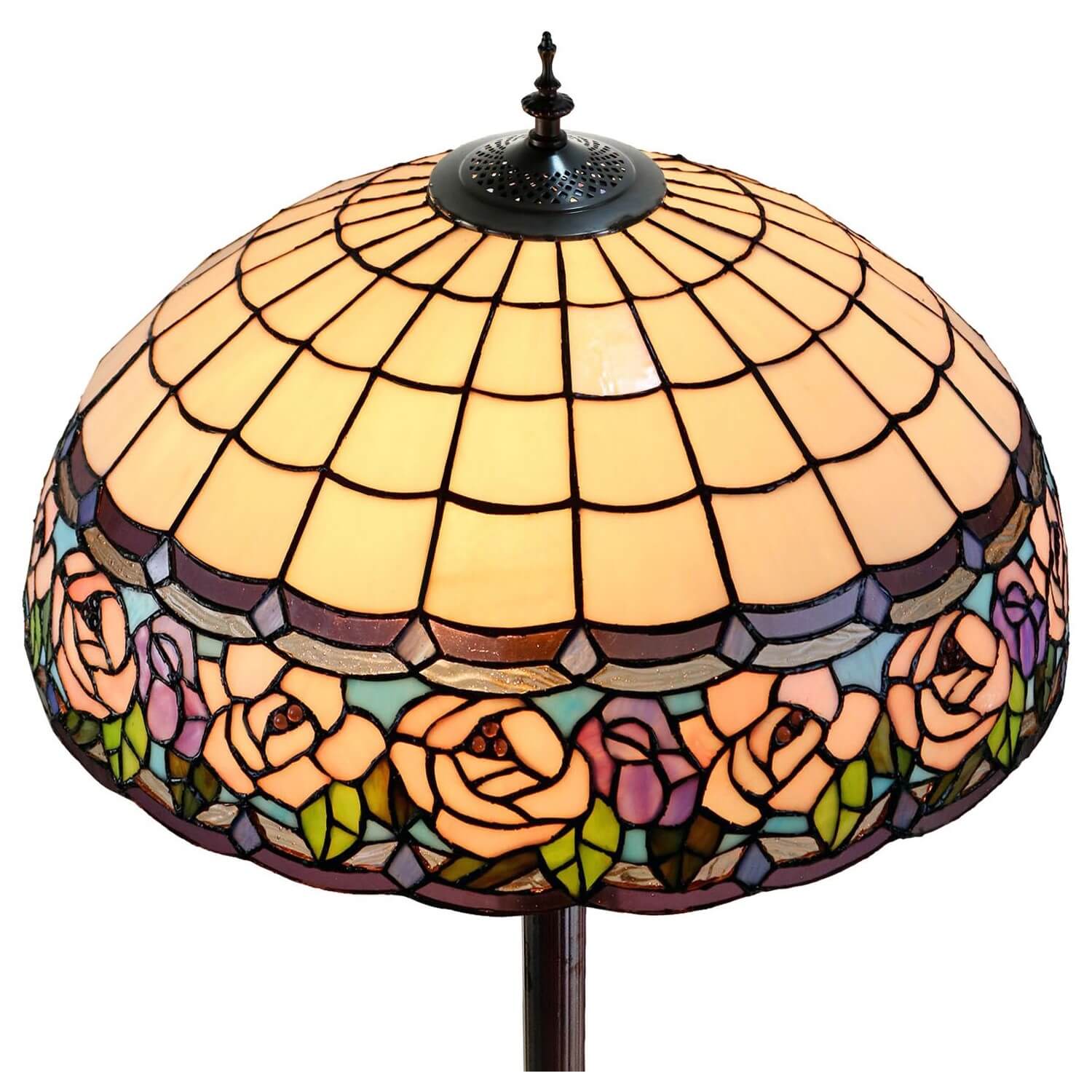 Pink Rose Tiffany Stained Glass Floor Lamp
