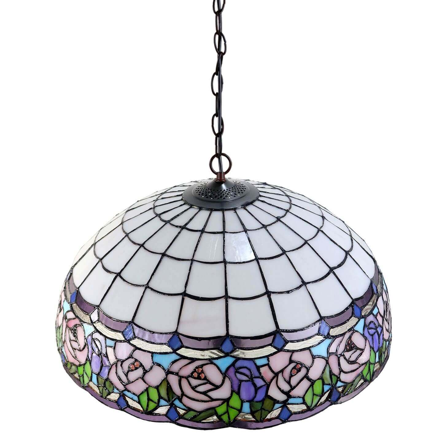 Pink Rose Tiffany Stained Glass Hanging Lamp