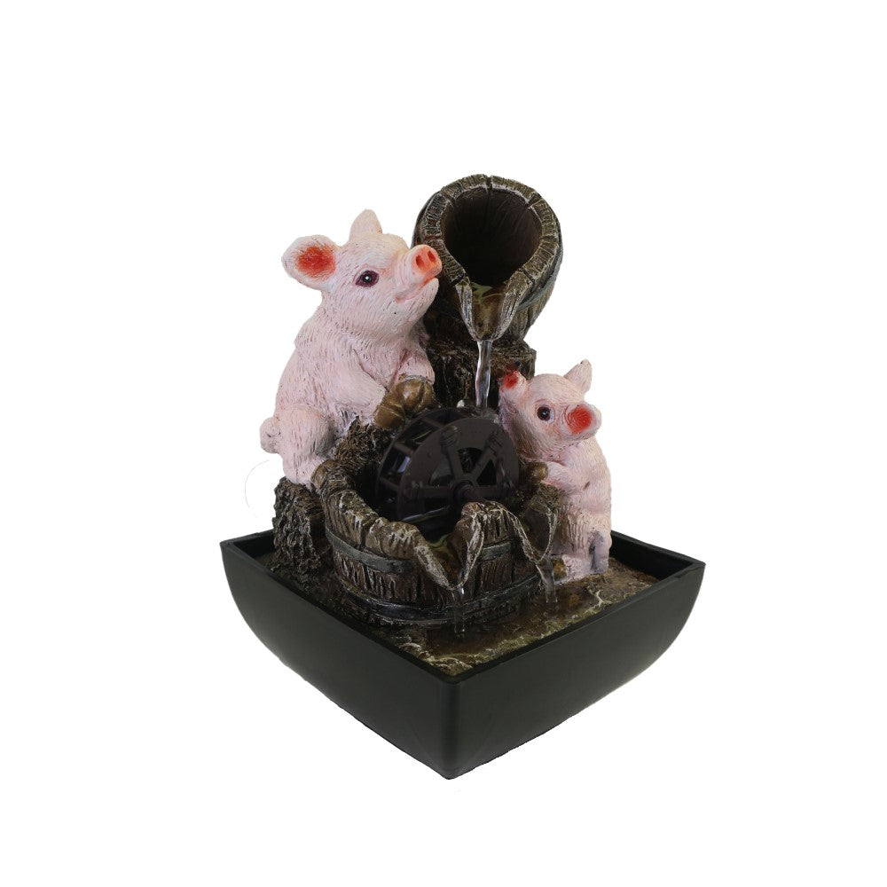 Polyresin Piggy Wheel Tabletop Decor