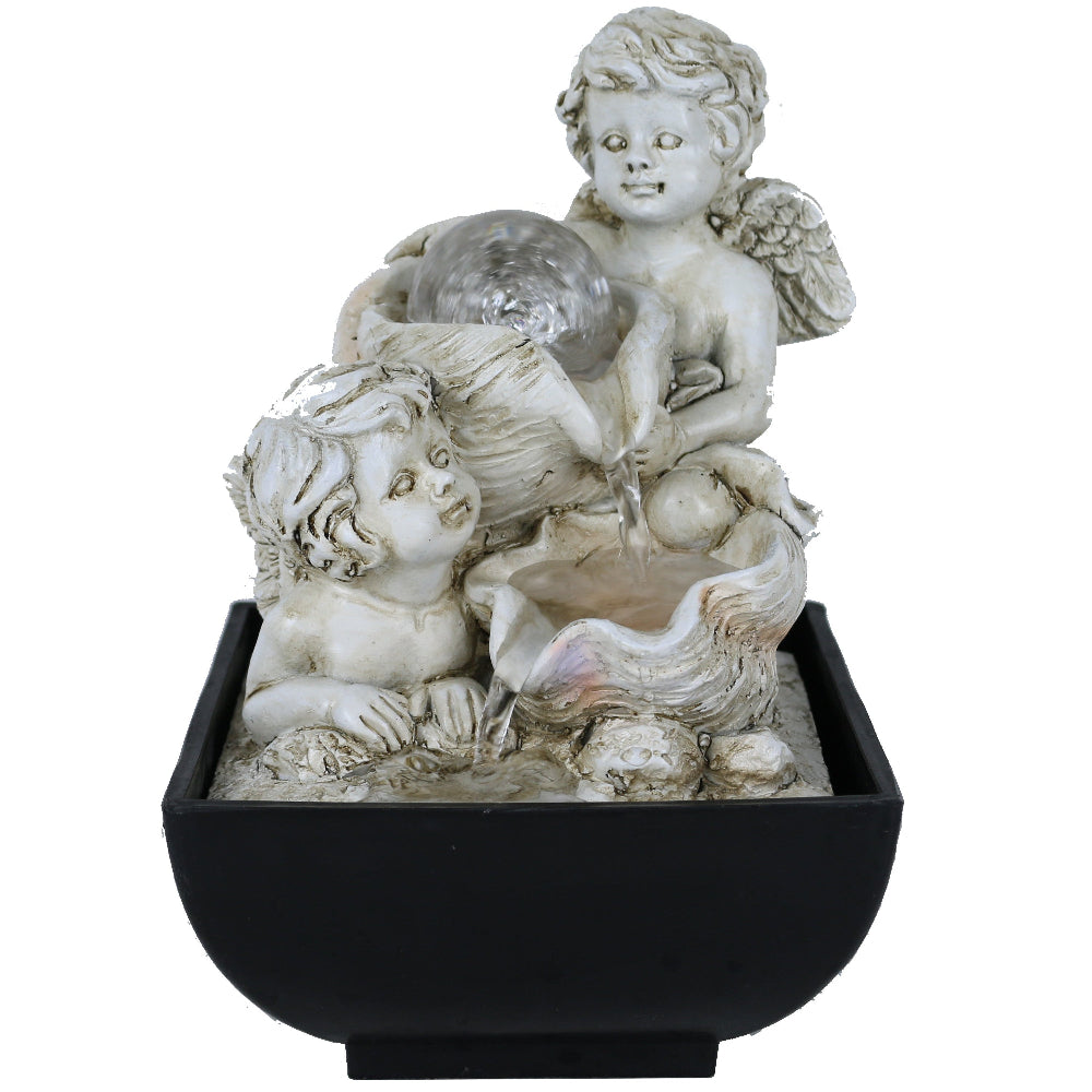 Polyresin Shell Cherubs Tabletop Decor
