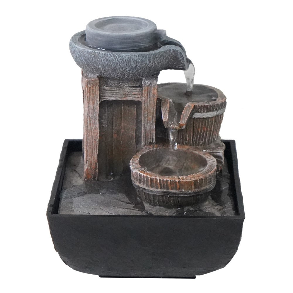 Polyresin Stone Mill Fountain Tabletop Decor